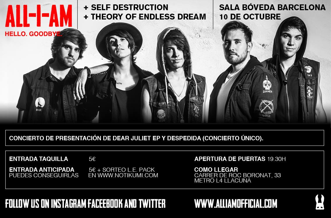 All I Am + Self Destruction + Theory Of Endless Dream - 10/10/2015 Sala Bóveda (Bcn)