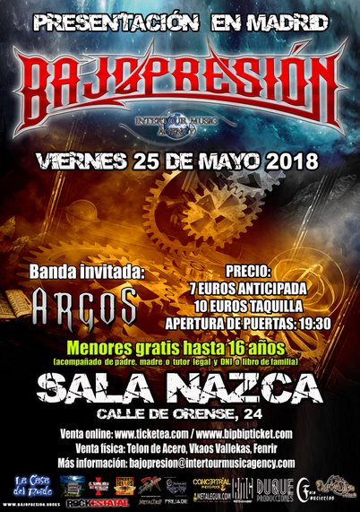 Bajopresión + Argos - 25/05/2018 - Sala “Nazca” (Madrid)