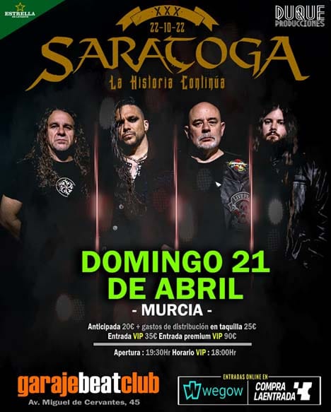 Saratoga - 21/04/2024 - Sala Garaje Beat Club (Murcia)