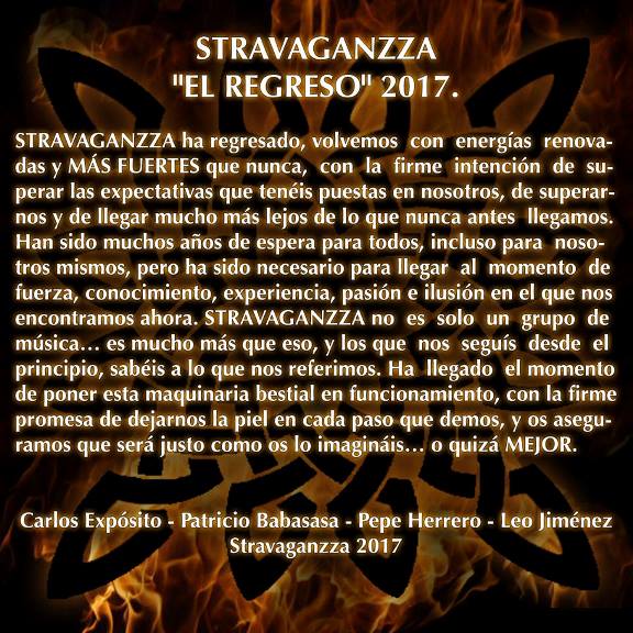 Más datos sobre el regreso de Stravaganzza: formación