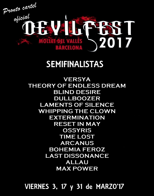 Bandas confirmadas para el DevilFest 2017!