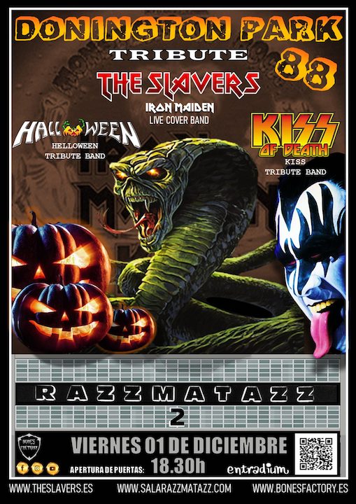 The Slavers (Iron Maiden Cover Band) + Halloween (Helloween tribute Band) + Kiss of Death (Kiss Tribute Band) Razzmatazz 2 (Barcelona)
