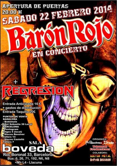 Barón Rojo + Regresion - 22/2/2014 Sala Bóveda (Barcelona)